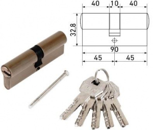 Механизм цилиндровый MAX 90 (45х45) SN 5кл перф.ключ/ключ Стандарт