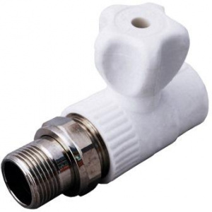 Кран шаровой PP-R радиаторный прямой вн-амер.НР 20х1/2" белый Valfex