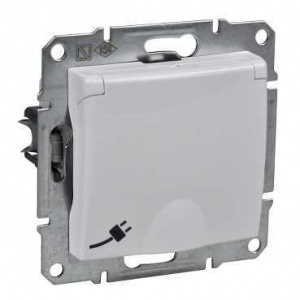 Механизм розетки СУ 1-мест.16А с/з с крышкой IP44 белая Sedna Schneider Electric