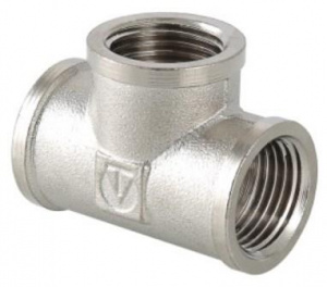 Тройник ВР 1/2" латунь никель VALTEC