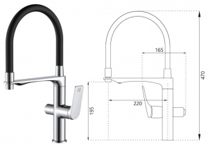 Смеситель для кухни с подкл.фильтра Adara Chrome D35мм Valfex